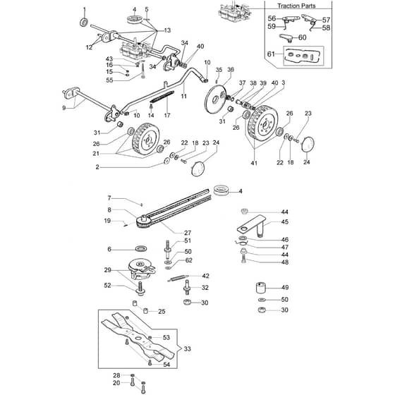 MR 55 HXF -  - Efco Rotary Mower Axle assy (Until February 13) Diagram