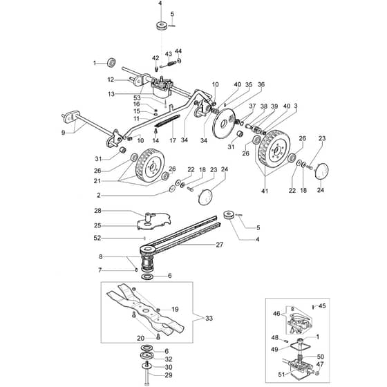 MR 55 TBD -  - Efco Rotary Mower Axle assy (Until February 13) Diagram