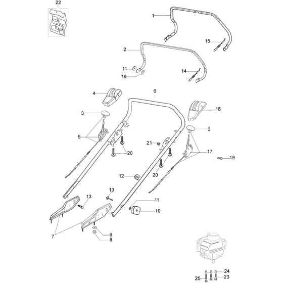 MR 55 TBI EURO 5 -  - Efco Rotary Mower Handlebar Diagram
