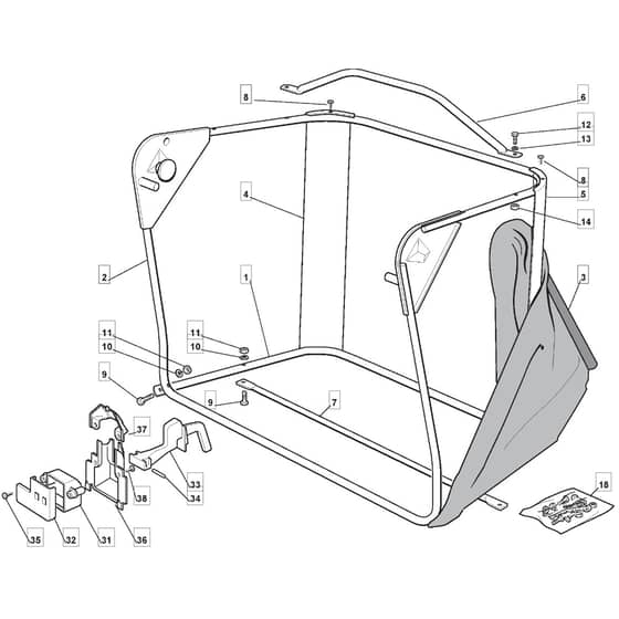MRL 7213 H - 2009-2010 - 2T1522436/IM9 - Mountfield Ride On Mower Grasscatcher Diagram