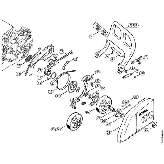 Genuine Stihl MS170 2-MIX / H - Hand guard, Chain brake