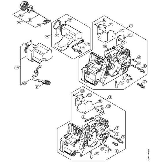 Genuine Stihl MS180 C-BE 2-MIX / A - Motor housing