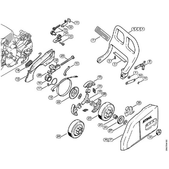 Genuine Stihl MS180 C-BE 2-MIX / H - Hand guard, Chain brake