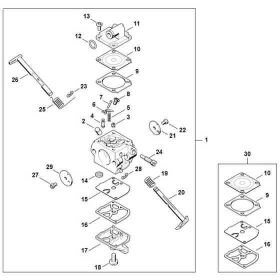 Stihl MS180 C-BE - Carburetor C1Q-S152 - Parts Diagram