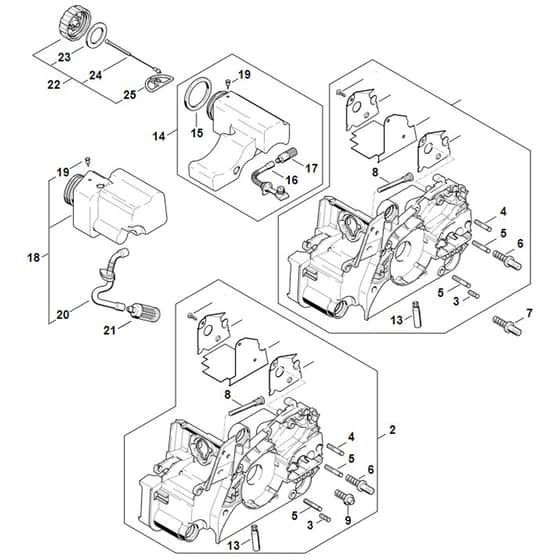 Stihl MS180 C-BE - Motor Housing - Parts Diagram