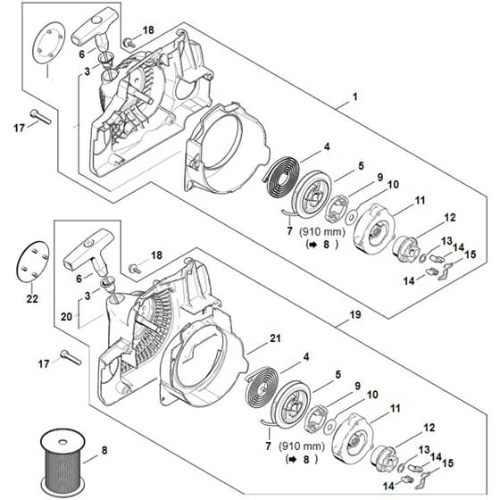 Stihl MS180 C-BE - Rewind Starter Ergostart-Easy2Start - Parts Diagram