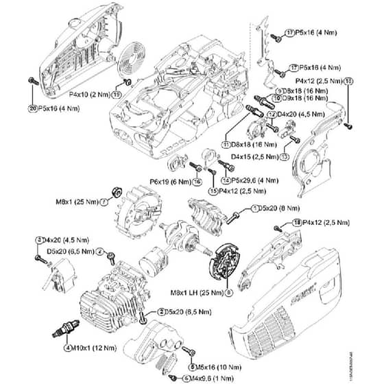 Genuine Stihl MS193 C-E / M - Tightening Torques