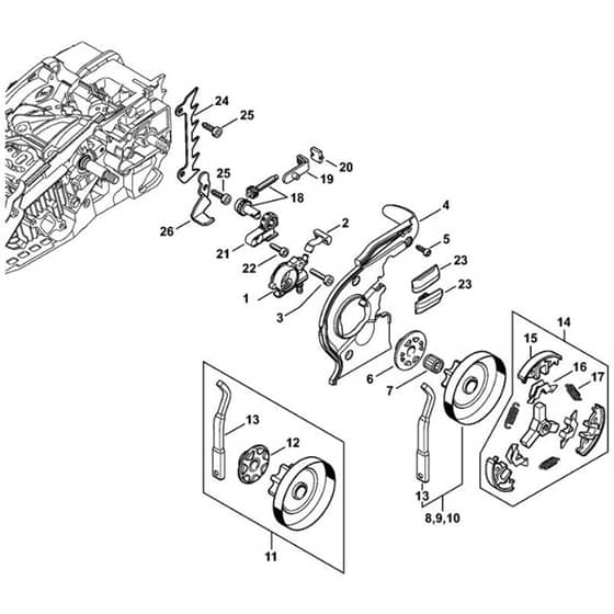 Genuine Stihl MS194 T / C - Oil pump, Clutch