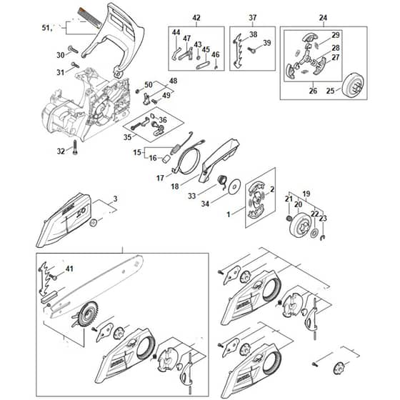 Stihl MS212 - Clutch - Chain Brake - Parts Diagram
