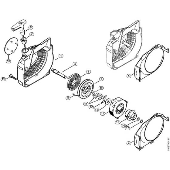 Genuine Stihl MS250 C-BE / K - Fan housing with rewind starter