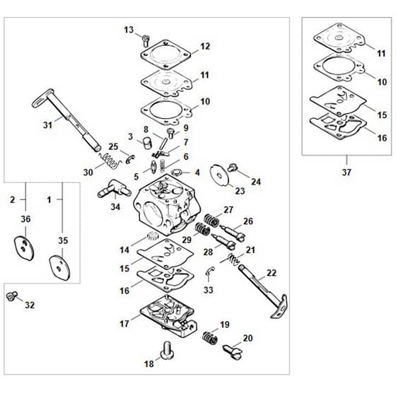 Genuine Stihl MS250 / P - Carburetor WT-215, WT-286 (17.2003)