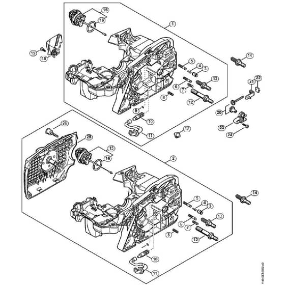 Genuine Stihl MS311 / A - Engine housing, Chain tensioner
