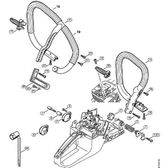 Genuine Stihl MS361 / H - AV system, Handlebar