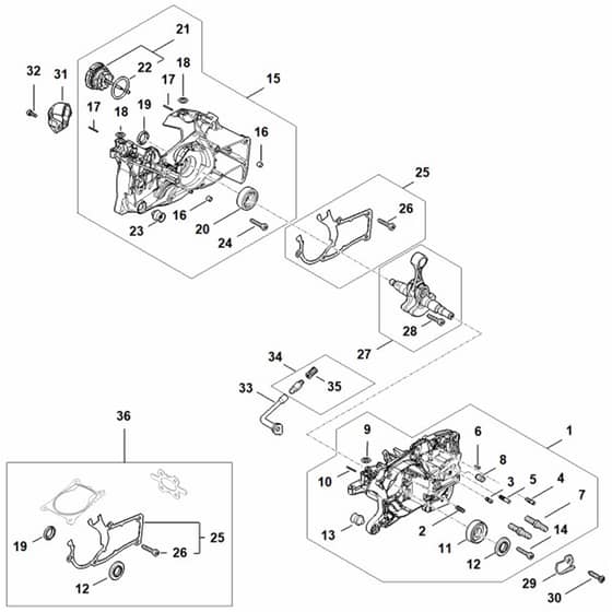 Stihl MS400.1 C-M - Crankcase, Crankshaft - Parts Diagram