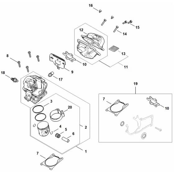 Stihl MS400.1 C-M - Cylinder, Muffler - Parts Diagram