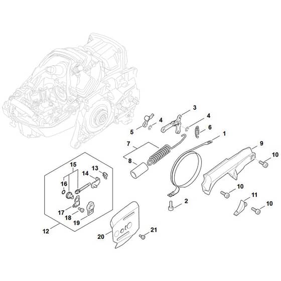 Genuine Stihl MS462 C-M / F - Chain brake, Chain tensioner