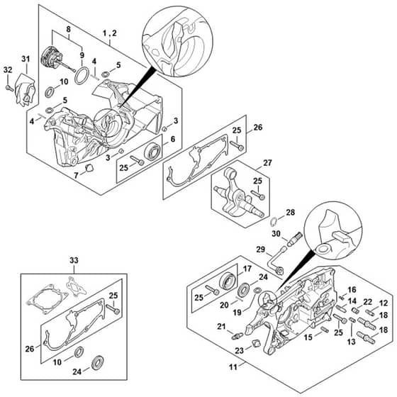 Genuine Stihl MS462 C-M / B - Crankcase