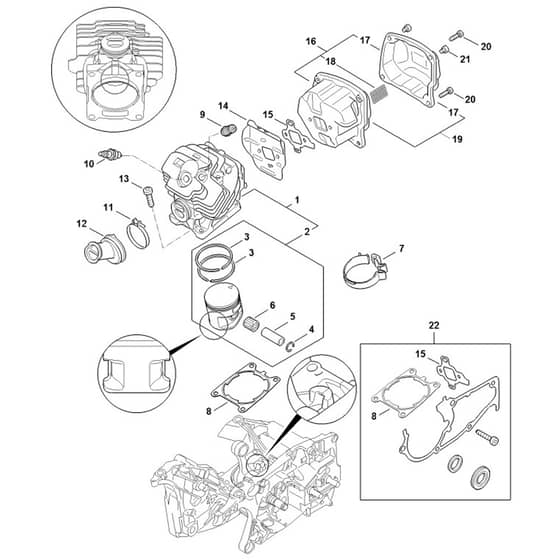 Genuine Stihl MS462 C-M / C - Cylinder, Muffler