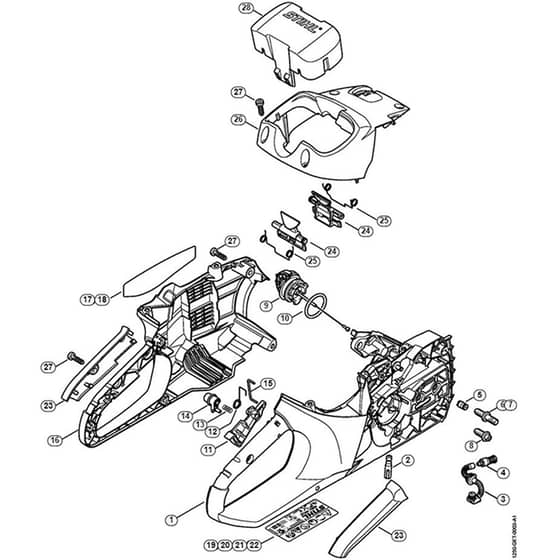 Genuine Stihl MSA200 C-BQ / A - Handle housing, Shroud