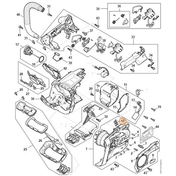 Stihl MSA220.0 TC-O - Electric Motor - Electronic Module - Handle Housing - Parts Diagram