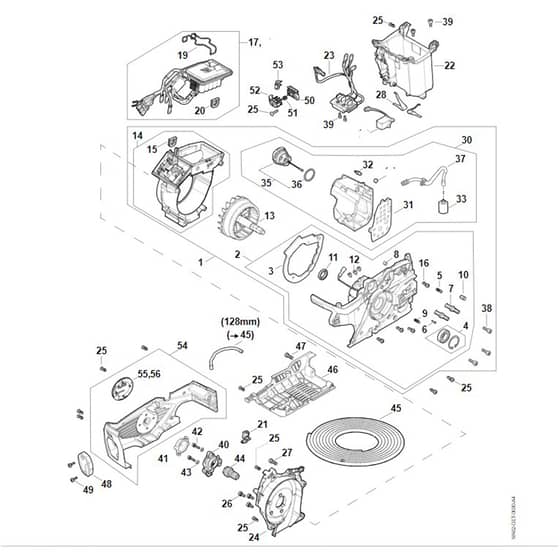Stihl MSA300.0 - Electric Motor - Electronic Module - Oil Tank - Parts Diagram