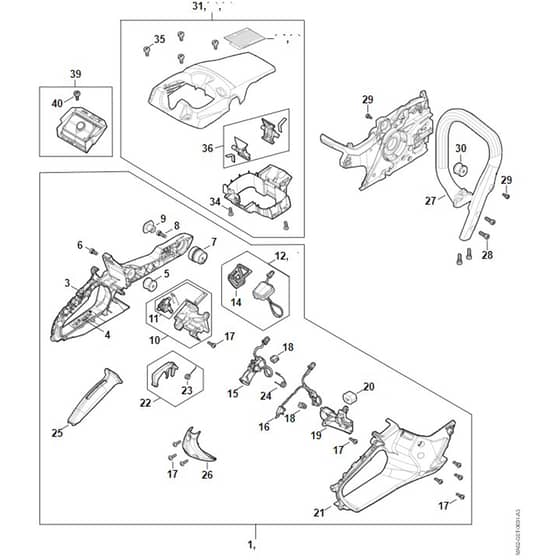 Stihl MSA300.0 - Handle Housing - Shroud - Parts Diagram