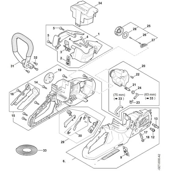 Stihl MSA60.0 C-B - Handle Housing - Shroud - Parts Diagram
