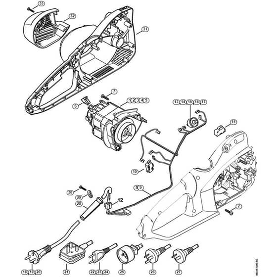 Genuine Stihl MSE190 C-Q / A - MSE 170 C, 190 C, 210 C: Electric motor, Motor housing