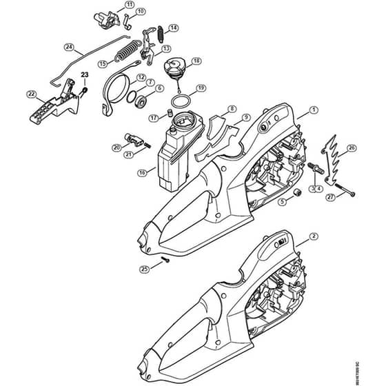 Genuine Stihl MSE230 C-BQ / D - Handle housing, Oil tank