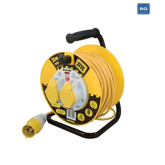 Masterplug Cable Reel 25 Metre 16A 110 Volt Thermal Cut-Out - LVCT2516/2-MP