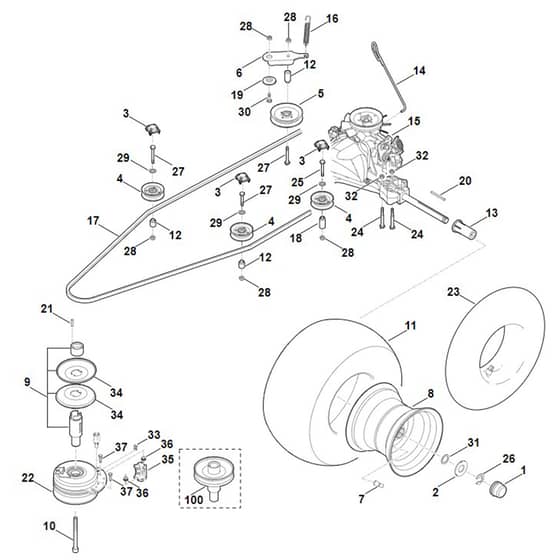 Viking MT4112.0 S - Gearbox, Rear Wheel, Blade Clutch - Parts Diagram