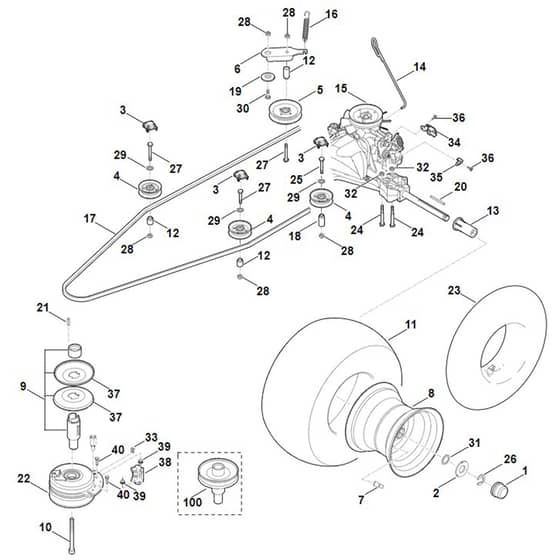 Viking MT4112.1 SZ - Gearbox, Rear Wheel, Blade Clutch - Parts Diagram
