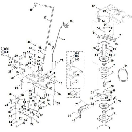 Viking MT5097.0 C - Blade Brake Clutch, Parking Brake - Parts Diagram