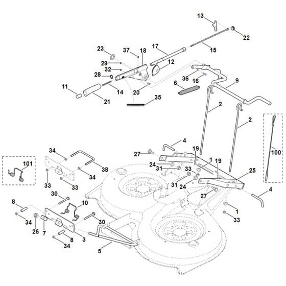 Viking MT5097.0 K - Height Adjustment - Parts Diagram