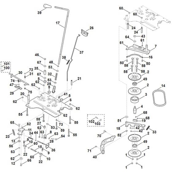 Viking MT5097.0 Z - Blade Brake Clutch, Parking Brake - Parts Diagram