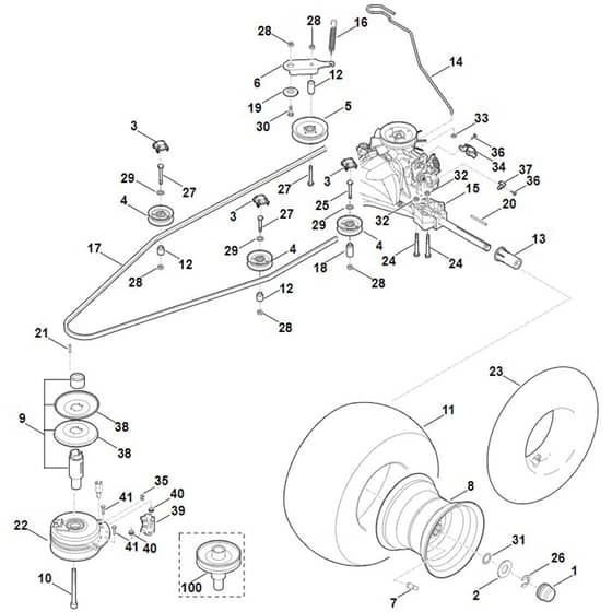 Viking MT5097.1 Z - Gearbox, Rear Wheel, Blade Clutch - Parts Diagram