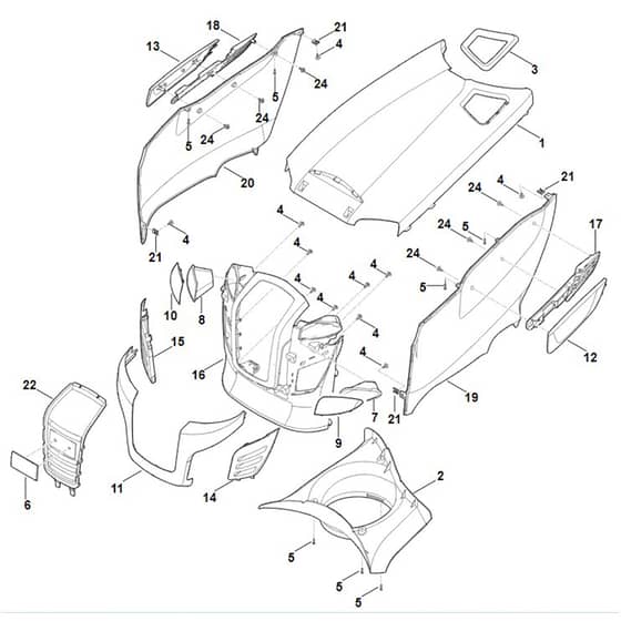 Viking MT5112.1 Z - Engine Hood - Parts Diagram