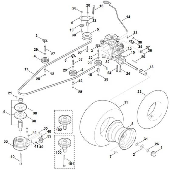 Viking MT5112.1 Z - Gearbox, Rear Wheel, Blade Clutch - Parts Diagram
