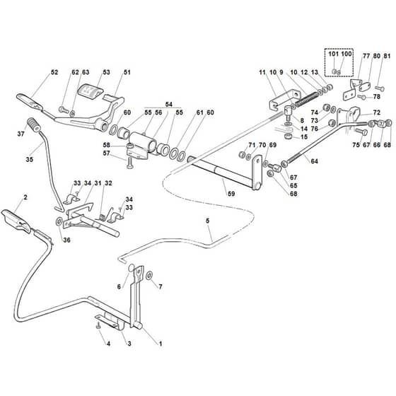 Viking MT585 L - Brake And Gearbox Control - Parts Diagram