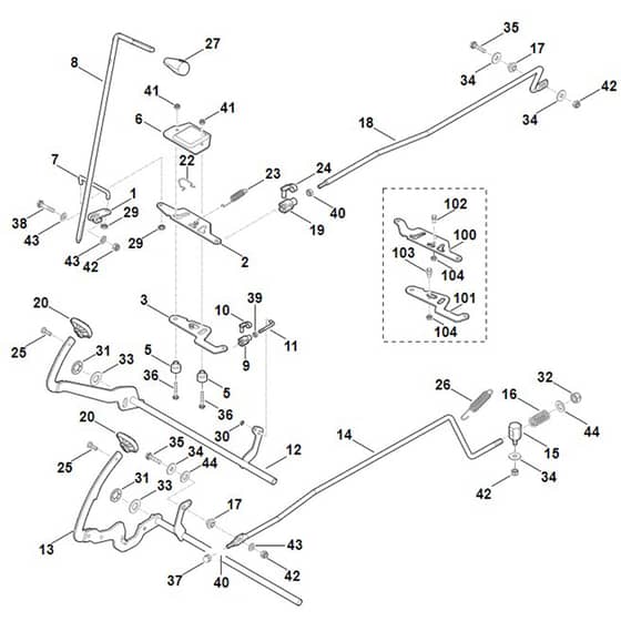 Viking MT6112.0 K - Brake And Gearbox Control - Parts Diagram