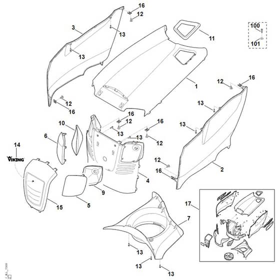 Viking MT6112.0 K - Engine Hood - Parts Diagram