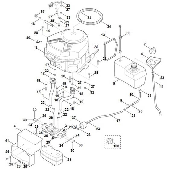 Viking MT6112.0 ZL - Engine, Tank - Parts Diagram