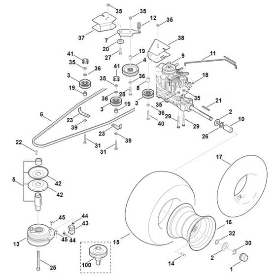 Viking MT6112.0 ZL - Gearbox, Rear Wheel, Blade Clutch - Parts Diagram