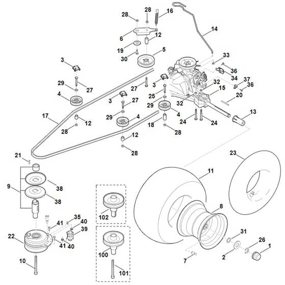Viking MT6112.1 C - Gearbox, Rear Wheel, Blade Clutch - Parts Diagram