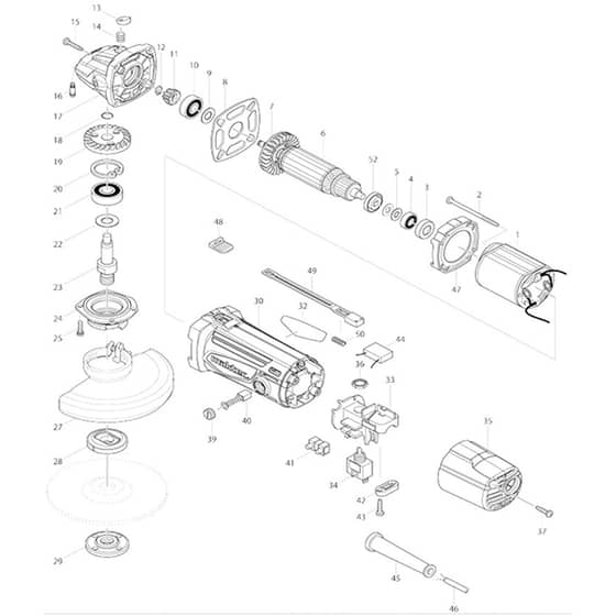 Makita MT963 - Angle Grinder - Power Tool Diagram