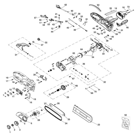 MT 2000 E - Efco Chainsaw Complete illustrated parts list Diagram