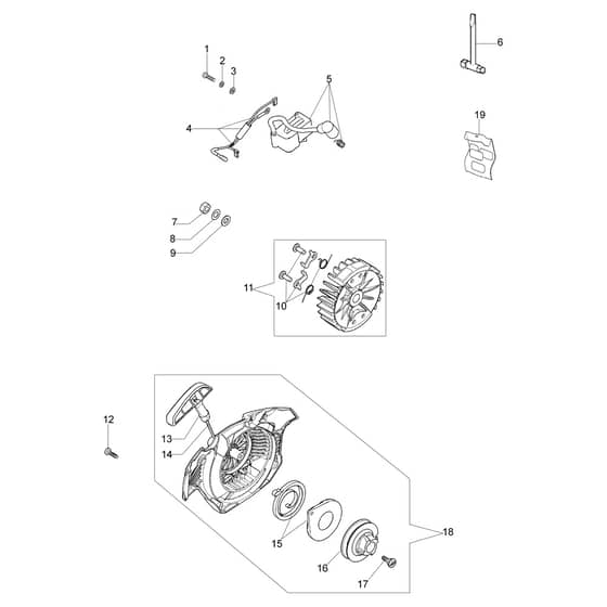 MT 350 S - Efco Chainsaw Starter Assy Diagram