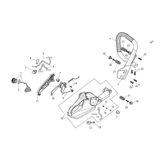 MT 4510 - Efco Chainsaw Tank and handle Diagram