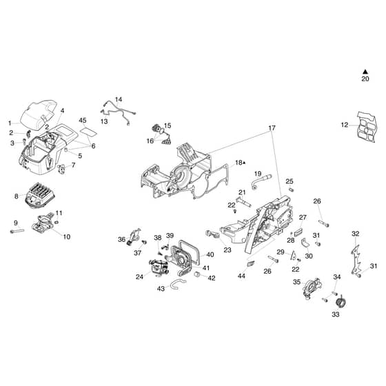MT 6500 - Efco Chainsaw Crankcase and air filter Diagram