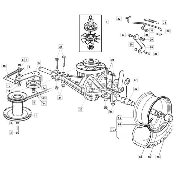 MTF 1428 H - 2022-2023 - 2T0210483/MTF - Mountfield Ride On Mower Transmission Diagram